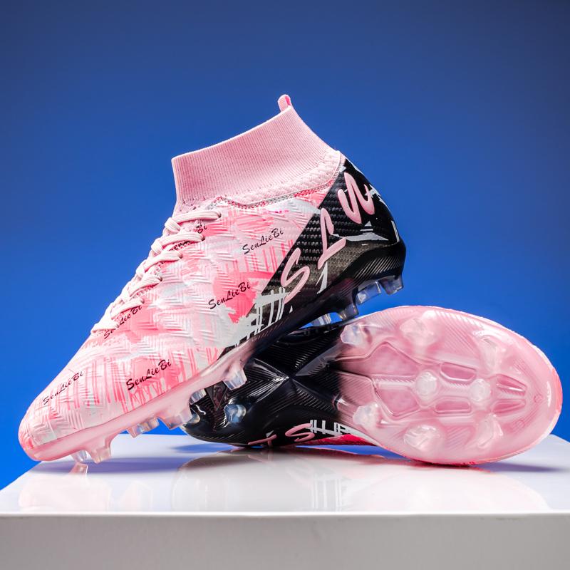 34-46 Мужские бутсы с высоким верхом для футбола, уличные, с длинными шипами, спортивные футбольные бутсы, большой размер, юношеские спортивные детские футбольные бутсы