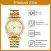Gold Simple Stylish Diamond Analog Display Stainless Steel Calendar Waterproof Gold Pair Watch Pair Watch Quartz Leisure Business Couple Fashion