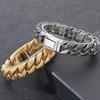 Gothic Men Man Bracelets Vintage 15MM Width Solid Stainless Steel Curb Cuban Link Chain Bracelet Men Mens Jewelry Gifts 2 Color
