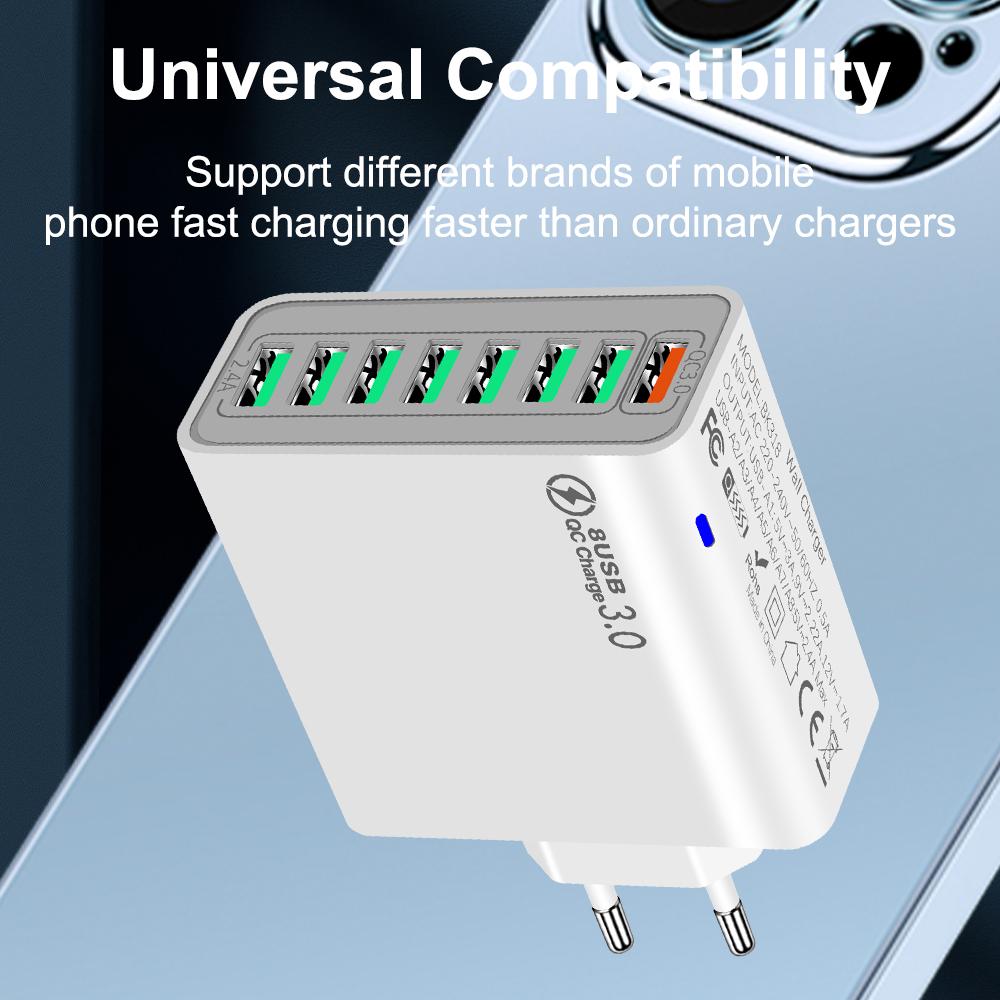 8 в 1 65 Вт USB EU/US/UK/KR Plug зарядное устройство быстрая зарядка телефона зарядное устройство сетевой адаптер для iPhone Samsung Xiaomi Multi Port