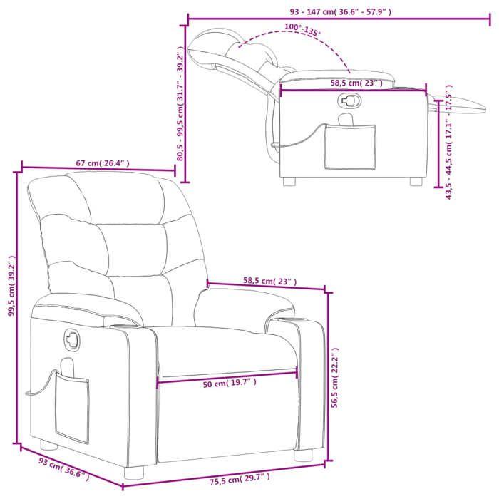 VidaXL Fauteuil de Massage Inclinable, Chaise avec Repose-pieds, Siège avec Dossier et Accoudoirs Salle de Séjour, Moderne, 374145