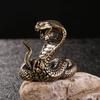 Antique Bronze Cobra Boa Snake Statue Miniature Figurines Copper Zodiac Animal Desk Funny Decor Tea Pets Ornaments Brass Crafts