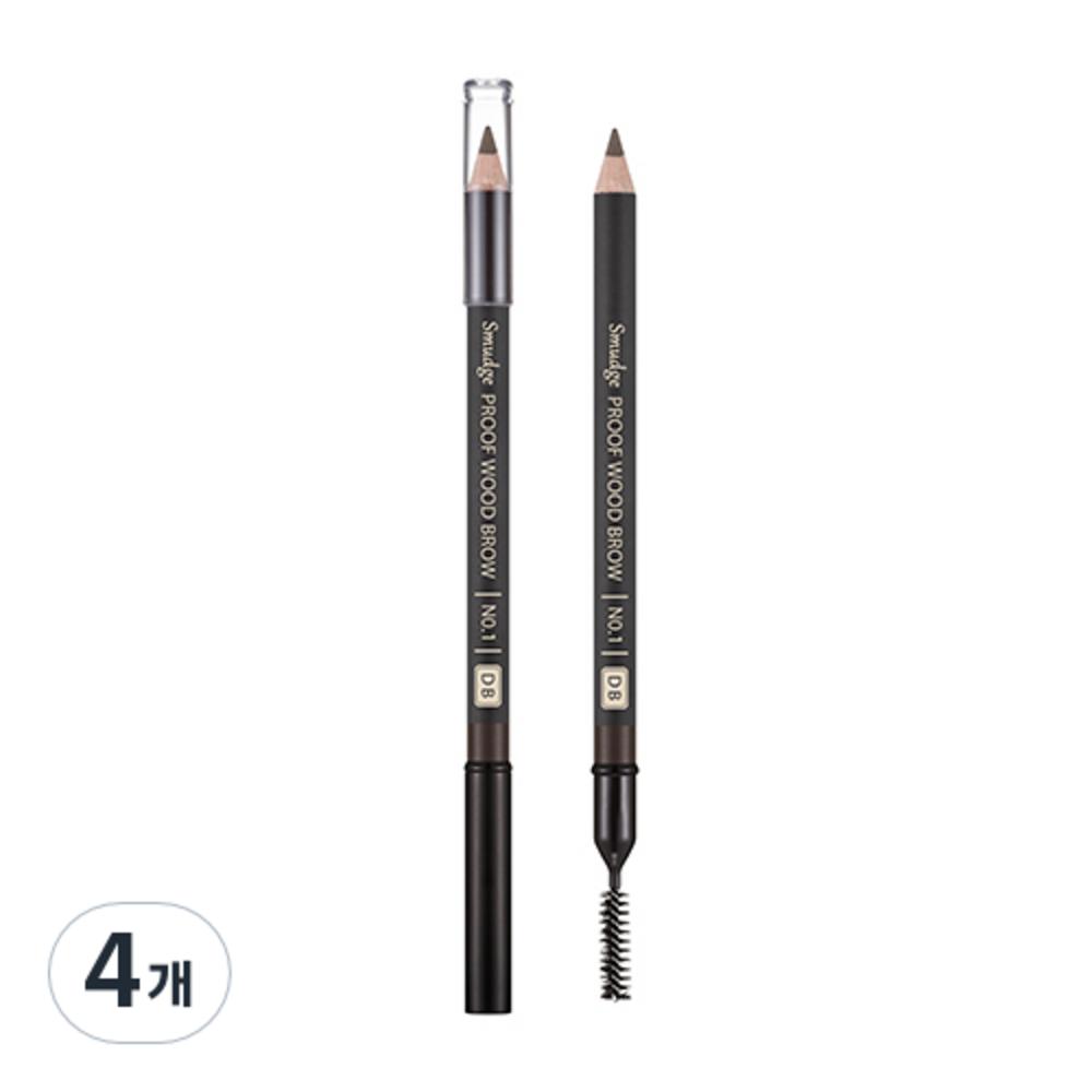 MISSHA Автоматический карандаш для бровей Smudge Proof Wood Eyebrow, темно-коричневый, 4 шт.