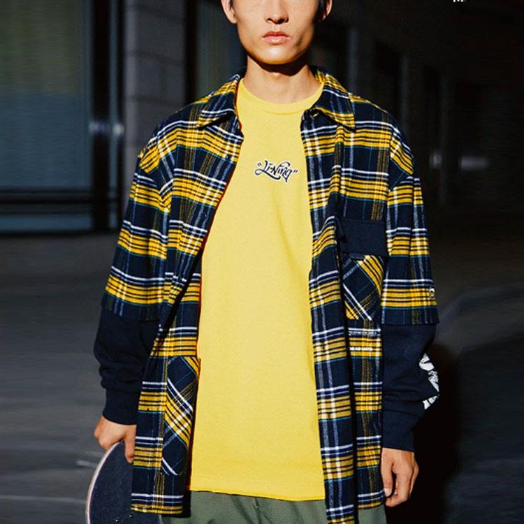 Li Ning Skateboard Series Printed Loose Round Neck Casual Hoody Men sweatshirt Yellow AHSR033-4