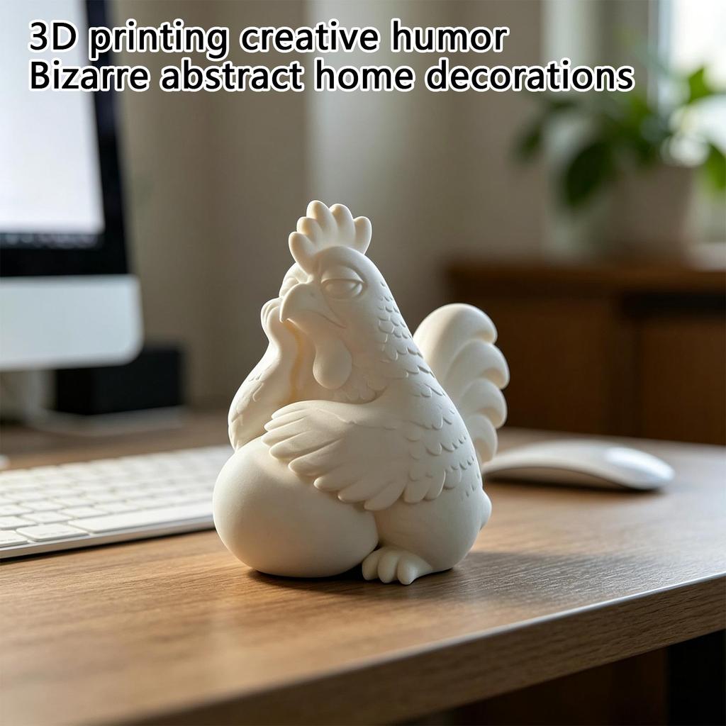 Забавная курица, напечатанная на 3D-принтере, абстрактное украшение для дома