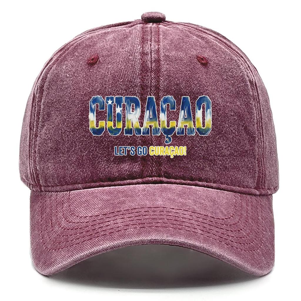 Бейсболка Snapback с принтом флага "Кюрасао" "Вперед, Кюрасао", Регулируемая Бейсбольная Кепка Ретро Спортивная Винтажная Повседневная Кепка-Папа