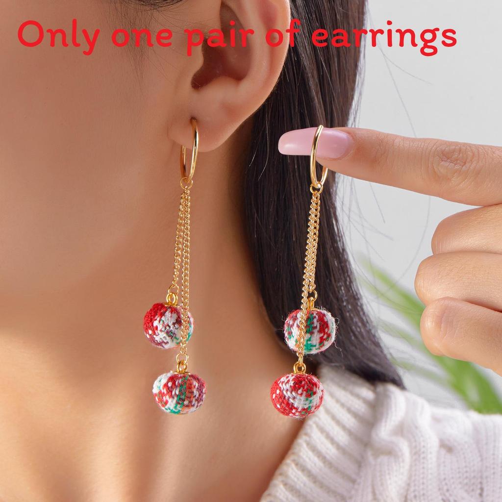 Christmas Theme Alloy Earrings With Suede Tassels Details For Seasonal Wear