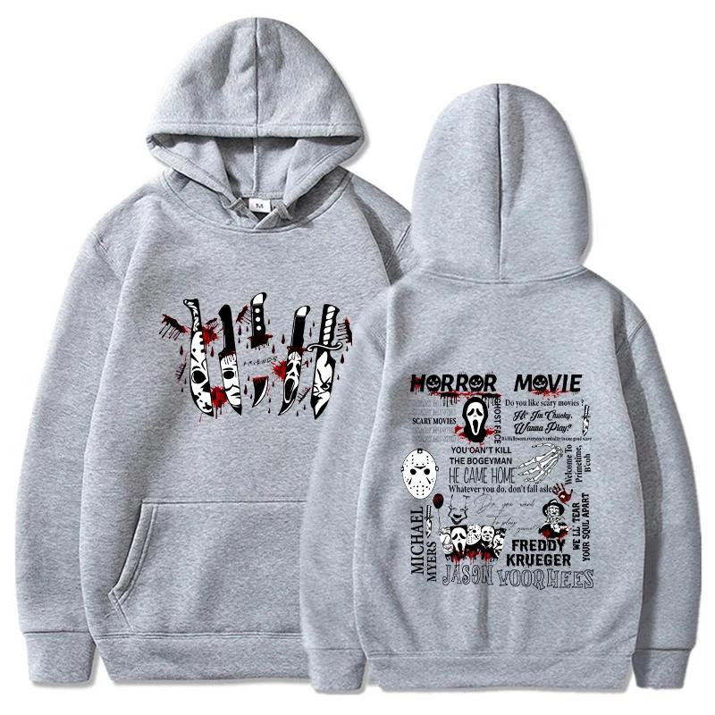 Boyfriend knife hoodie printed long sleeved sweater Halloween fashion Harajuku casual streetwear