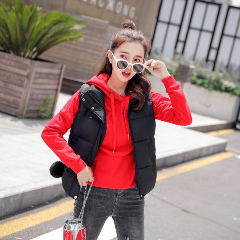 VEZFAA Women's Fashion Casual Fall Winter Solid Color Print Sleeveless Jackets & Coats Down Coats