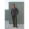 H M Belted Twill Pants Regular Fit Dark Grey