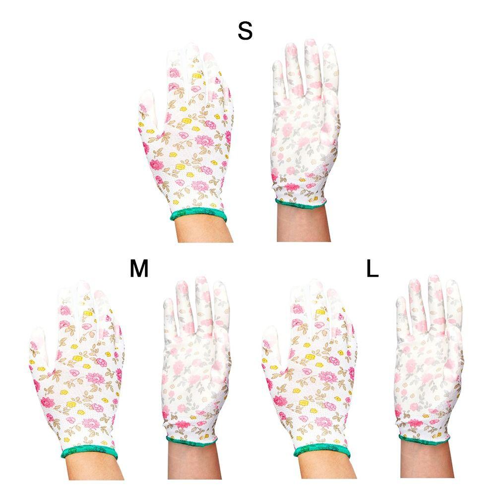 Детские садовые перчатки с розовым цветочным узором, нитриловые защитные варежки, рабочие перчатки для детей/взрослых