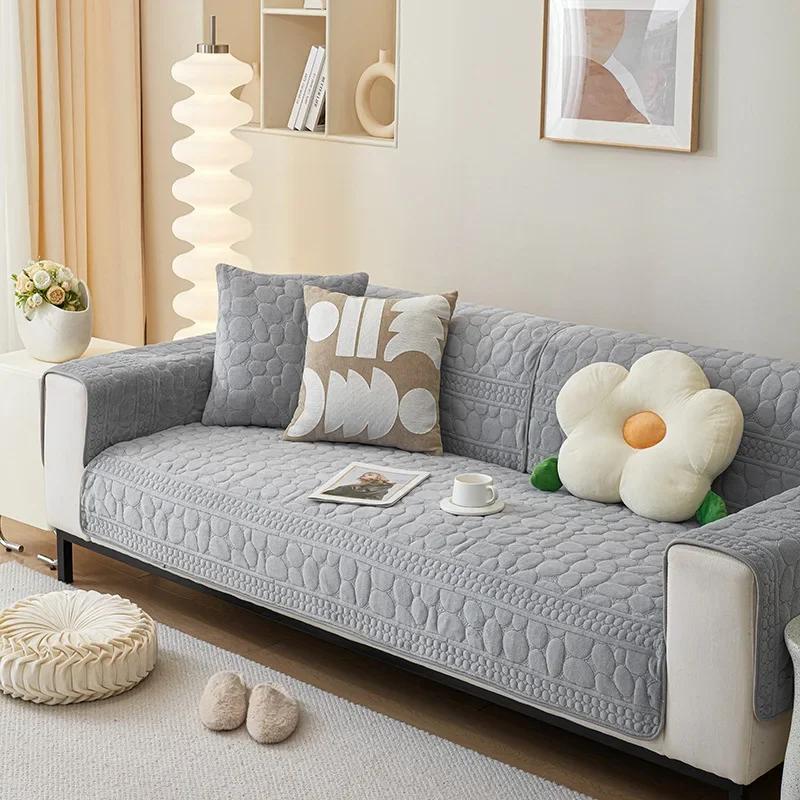 Скандинавские однотонные зимние шерстяные диванные полотенца из овечьей шерсти, утолщенные плюшевые, мягкие и гладкие чехлы для диванов для гостиной, противоскользящие чехлы для диванов