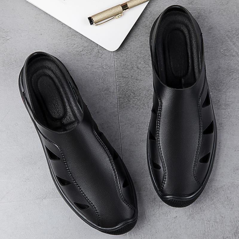 Летние хиты продаж, мужская обувь из натуральной кожи, дышащие сандалии, повседневная обувь для дома и улицы, низкие лоферы