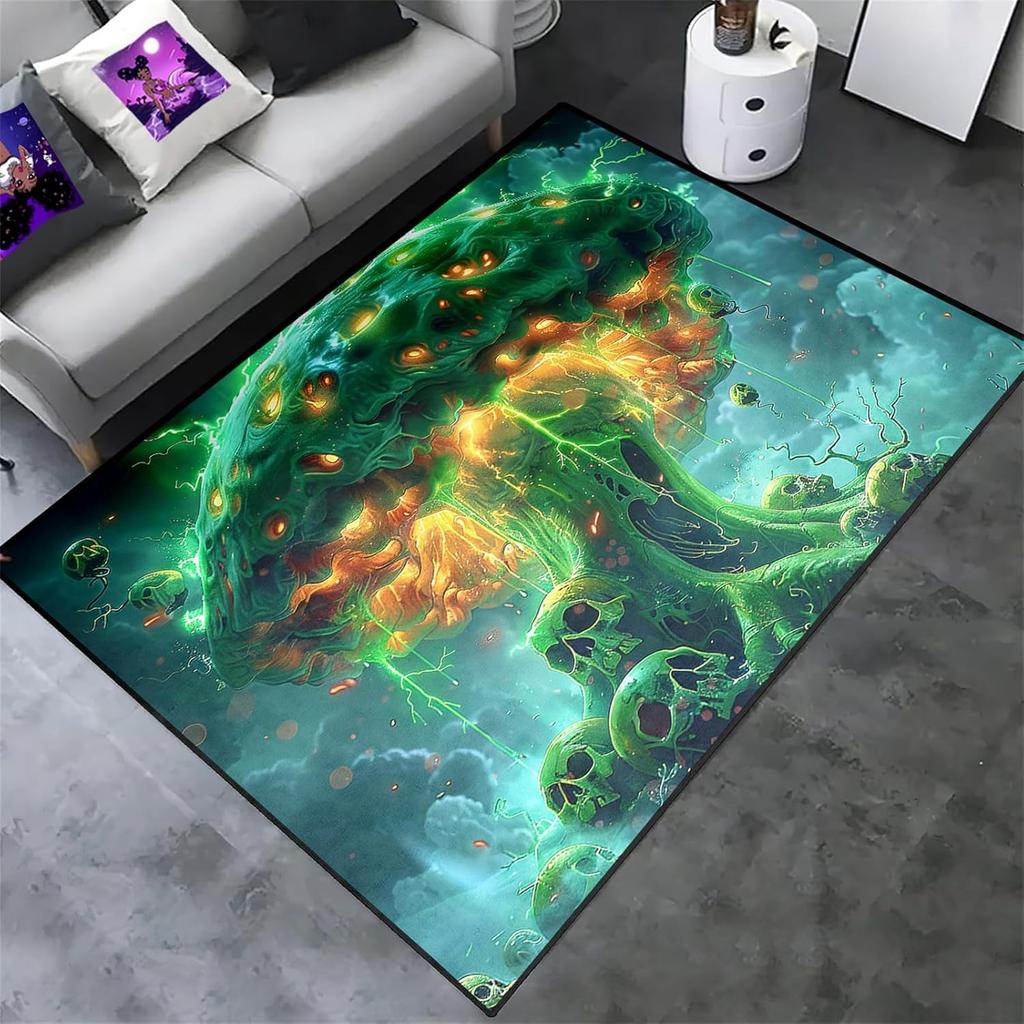 Ковер «Темное фэнтези грибы» Декор черепа Игровое искусство Нескользящий коврик для гостиной Ковер на тему фэнтези для декора дома для гостиной спальни