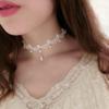 Gothic Women Lace Pendant Bride White Pearl Necklace Choker Collar
