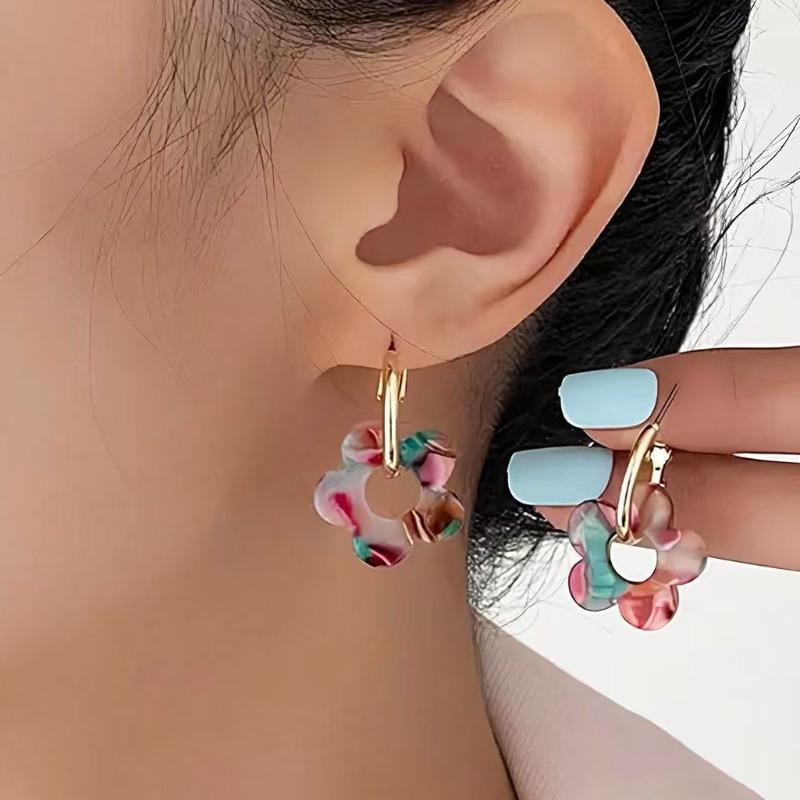 Модные серьги-цветы, женские нишевые серьги с чувством дизайна, цвет, темперамент, элегантные, универсальные