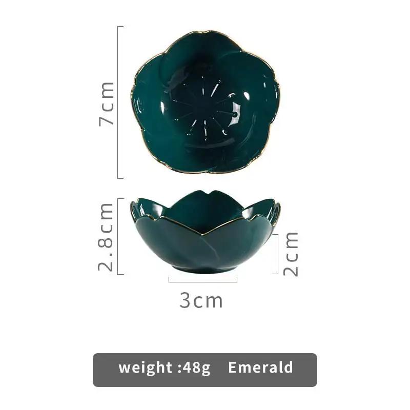 Керамическое блюдо «Сакура» в скандинавском стиле, маленькое блюдо с золотой каймой, приправа, соус, мороженое, фруктовая салатница, закуски, кухонные принадлежности