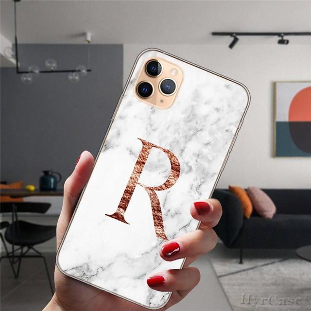 Для Iphone 14 Plus 13 12 Pro Max 11 14promax Прозрачный чехол Модный мраморный чехол от A до Z Мягкий силиконовый чехол с английскими буквами