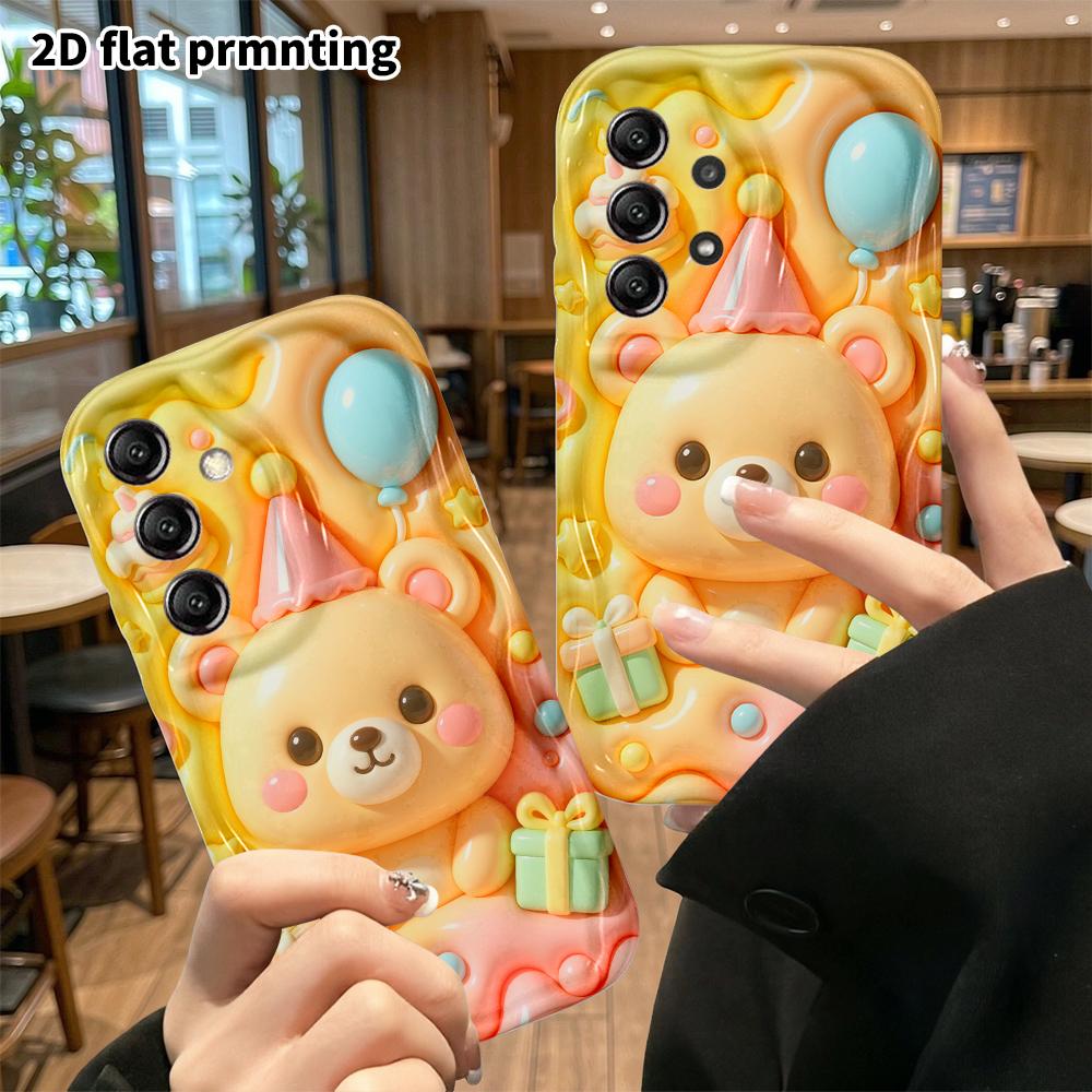 Phone case: 2D flat, compatible with Samsung Galaxy A34 A35 M05 M06 S20 S22 S21 FE Plus 5G protective cases, birthday little bear, perfect Christmas a