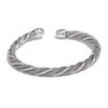 Yhpup Waterproof Stainless Steel Twisted Round Cuff Open Bracelet Bangle for Women Texture Metal Statement Jewelry Gift