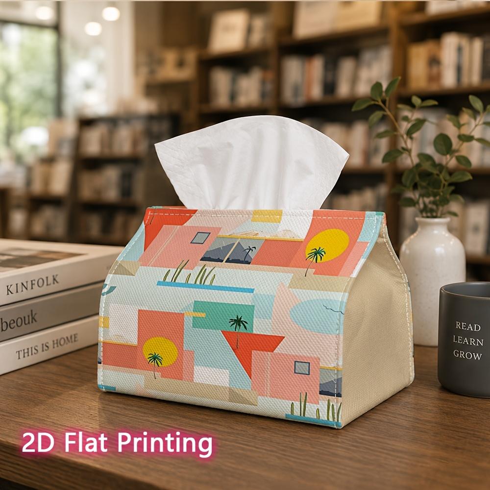 1pc, 2d Flat Printing, Tissue Box Abstract Desert Oasis Pattern Printing Party Tissue Box, Multifunctional Kitchen and Dining Table, Coffee Table and