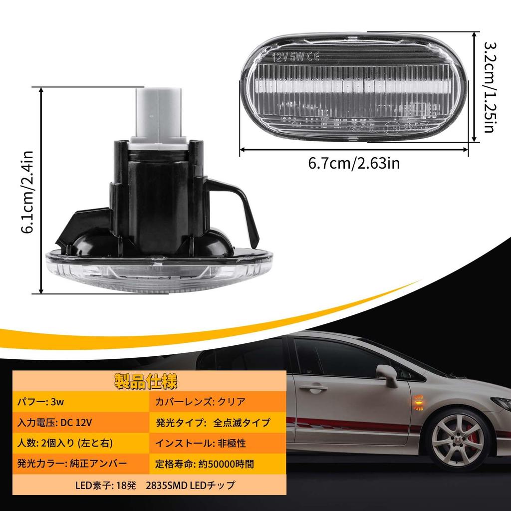 NEIFILES Civic 4D Civic Hybrid LED Side Marker Turn Signal Lamp Genuine Part Number Honda Fender Marker Inspection Full Set of Clear Unit,