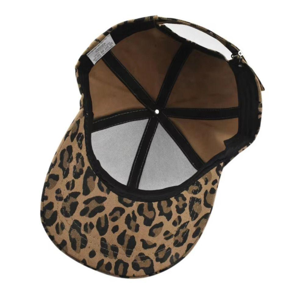 Leopard Print Baseball Cap Adjustable Sun Bonnet Casual Long Brim Visors Travel