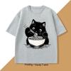 Футболка Кот с лапшой 100% хлопок Мама Кота Рамен модная летняя футболки для любителей кошек футболка с забавным принтом футболки с коротким рукавом