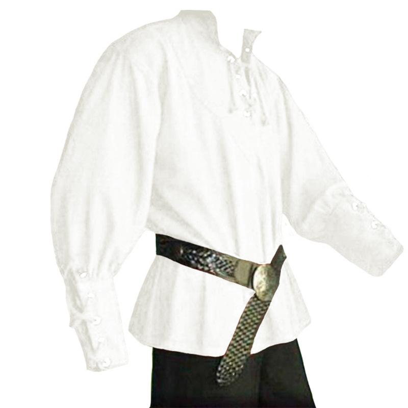 Men's Medieval Costume Vintage Stand Collar Loose Top Performance Costume For Theatrical Events Renaissance Faire Cosplay Apparel