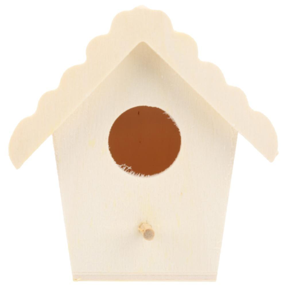 Composite Board Unfinished Bird House Lace Eaves Design Decorative Nest Box For Kids