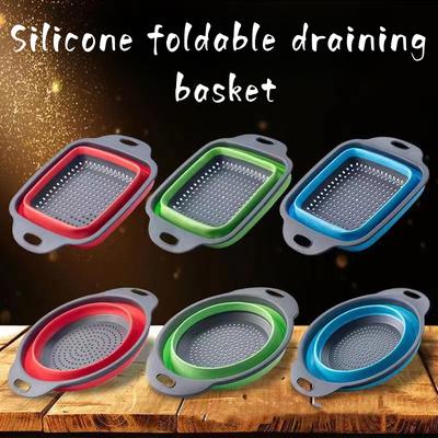 Складная силиконовая корзина для сушки, складной дуршлаг, кухонное силиконовое сито, корзина для мытья фруктов и овощей, кухонный инструмент