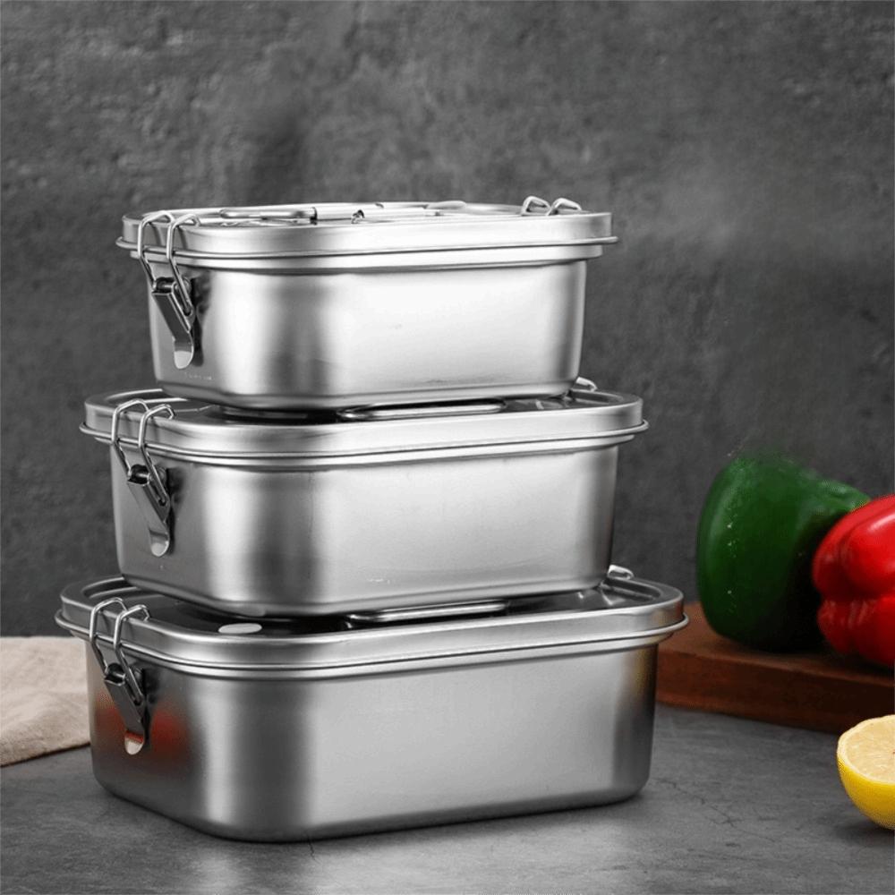 304 Stainless Steel Camping Lunch Box Compartmental Food Storage Box Portable Picnic Box School
