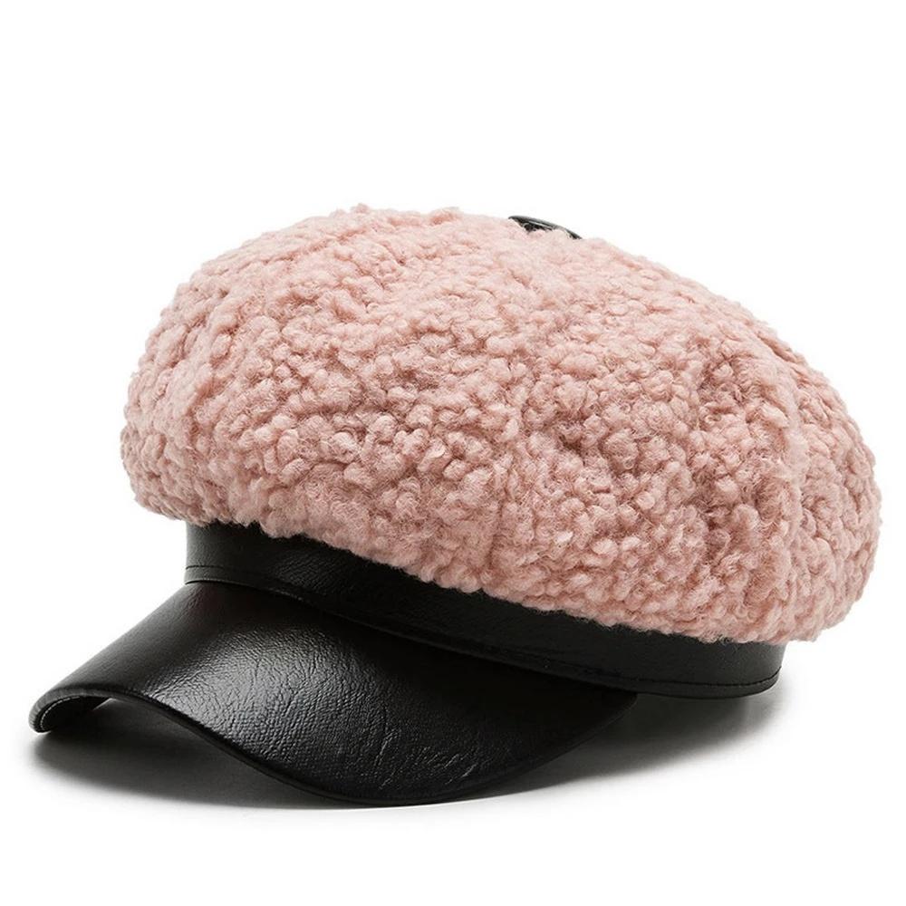 Женский берет, осенне-зимняя восьмиугольная шапка для женщин, кашемировая кепка газетчика, теплая кепка в британском стиле