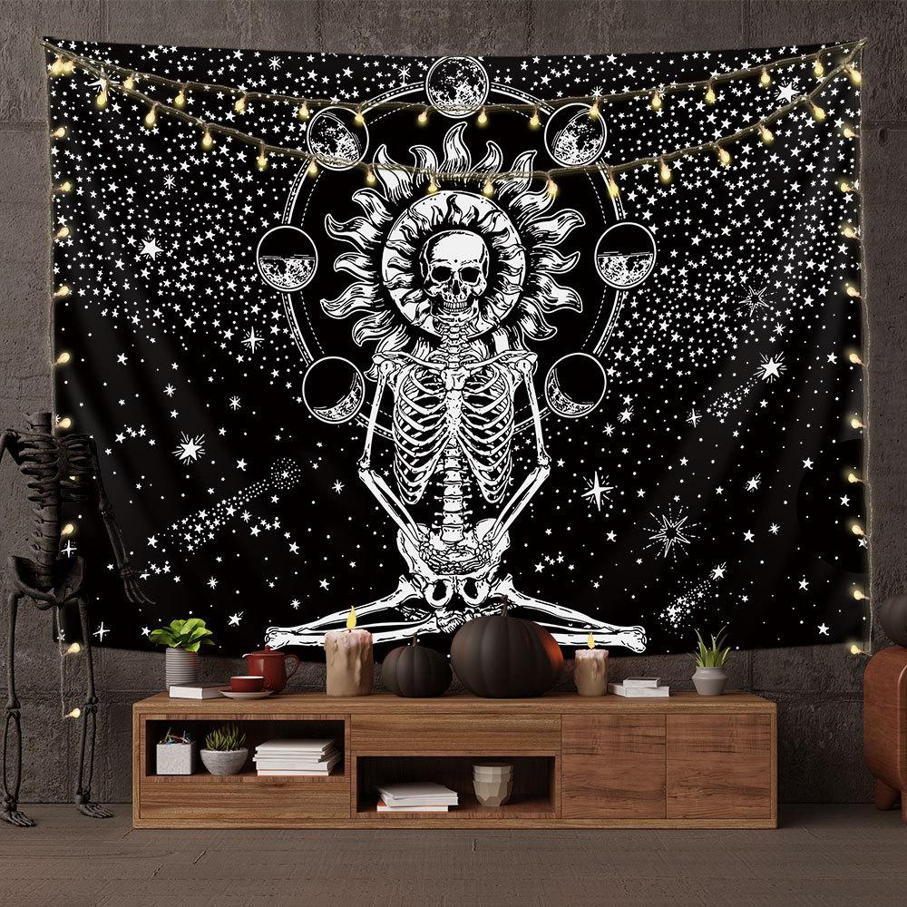 Подходит для украшения дома, настенный художественный гобелен с черепом, настенный подвесной психоделический художественный гобелен с черепом