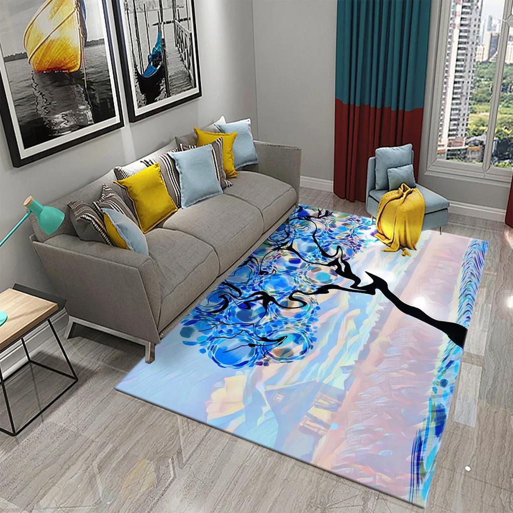 3D красочный ковер с абстрактным деревом для кухни, ванной, входа, нескользящий ковер, гостиная, балкон, спальня, декор, напольный коврик, коврики
