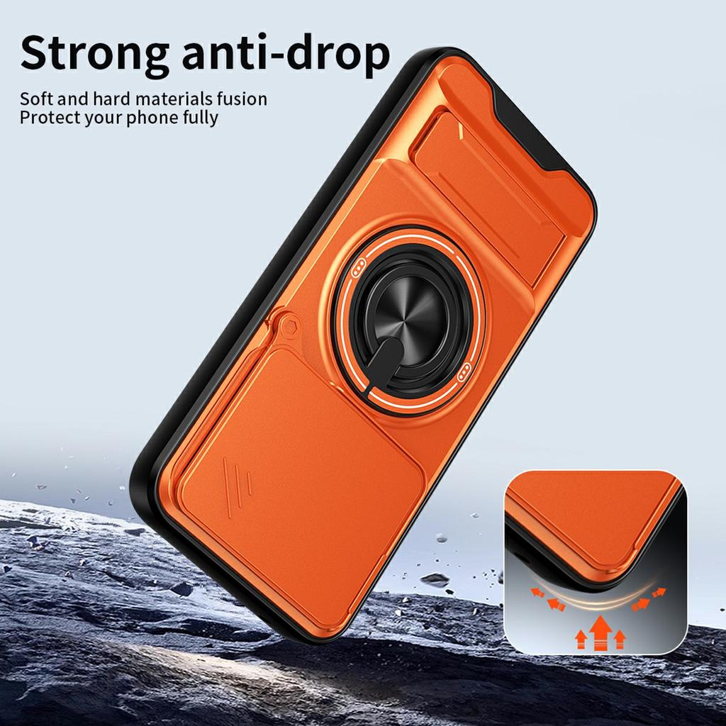 For Xiaomi 15T Magnetic Case Ring Holder Foldable Kickstand TPU PC Phone Cover with Camera Lens Slider