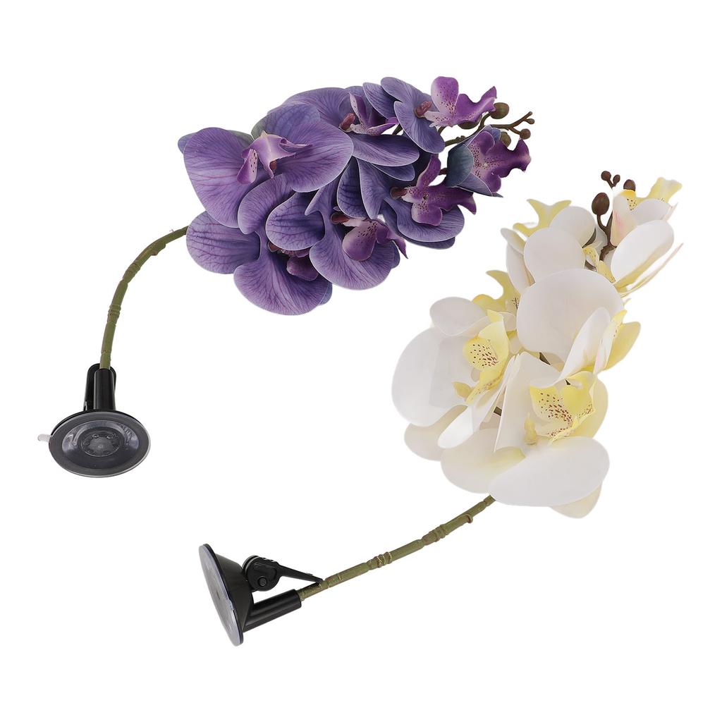 2pcs Reptile Plant with Suction Cup Bendable Terrarium Decoration Plant Flower for Aquarium Lizards Spiders Snakes