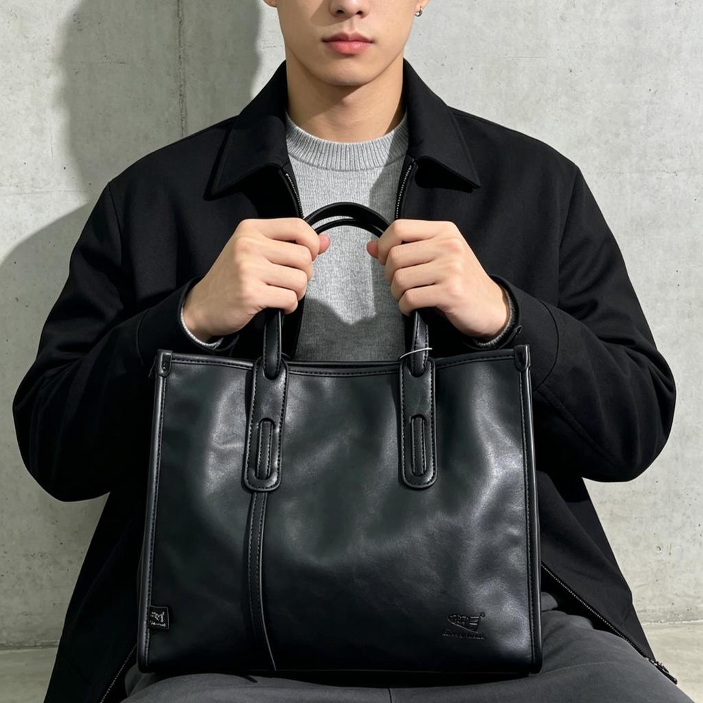 Men's Handbag, Business Casual Single Shoulder Backpack, Youth Soft Leather Crossbody Bag, Large Bag