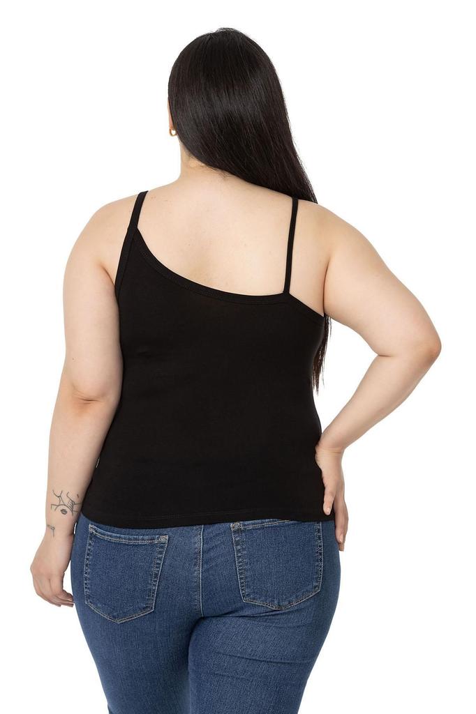 Женский стиль, боди больших размеров, асимметричный ремешок больших размеров, вискозное черное боди