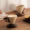 Набор кофейной чашки и блюдца в форме конуса, современный дизайн середины века, кружка-конус с деревянной ручкой, керамическая кружка ручной работы для латте, декор для домашнего кафе, подарок для любителей кофе