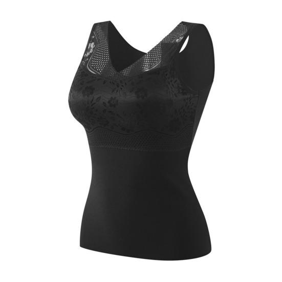 Термомайка для женщин с V-образным вырезом, без рукавов, топ-камисоль с бюстгальтером с подкладкой, зимняя теплая майка, базовая майка с высокой эластичностью