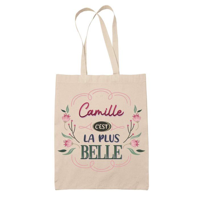 Sac cabas - PLANETEE - Camille la plus belle - Jute naturel - Grande contenance - Imprimé en France