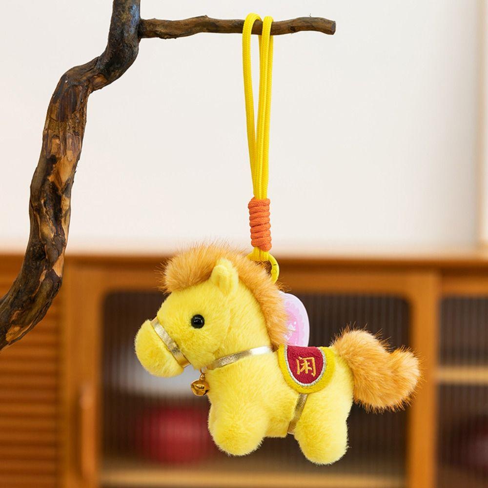 Cute Plush Horse Doll Pendant Creative Zodiac Pony Figurine Plush Horse Keychain  Car Decoration