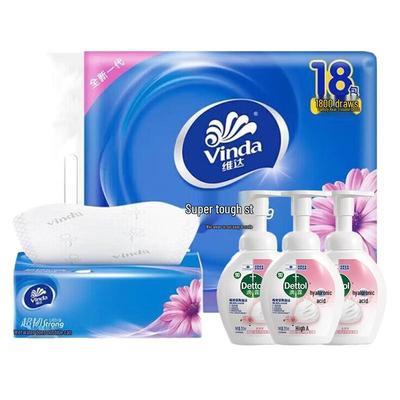 Набор: Мыло для рук Dettol Цветочная пена и салфетки Vinda