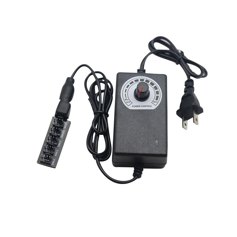 Compact Desktop CPU Fan Speed Controller 220V to DC 3V-12V, 2A, 4-Pin External Power Supply