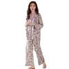Narebuy Long Sleeve Pajama Soft To the Elastic Loose Lazy Fashionable for and Winter Women's V-Neck Set, Thin, Open-Front, Color-Matching,
