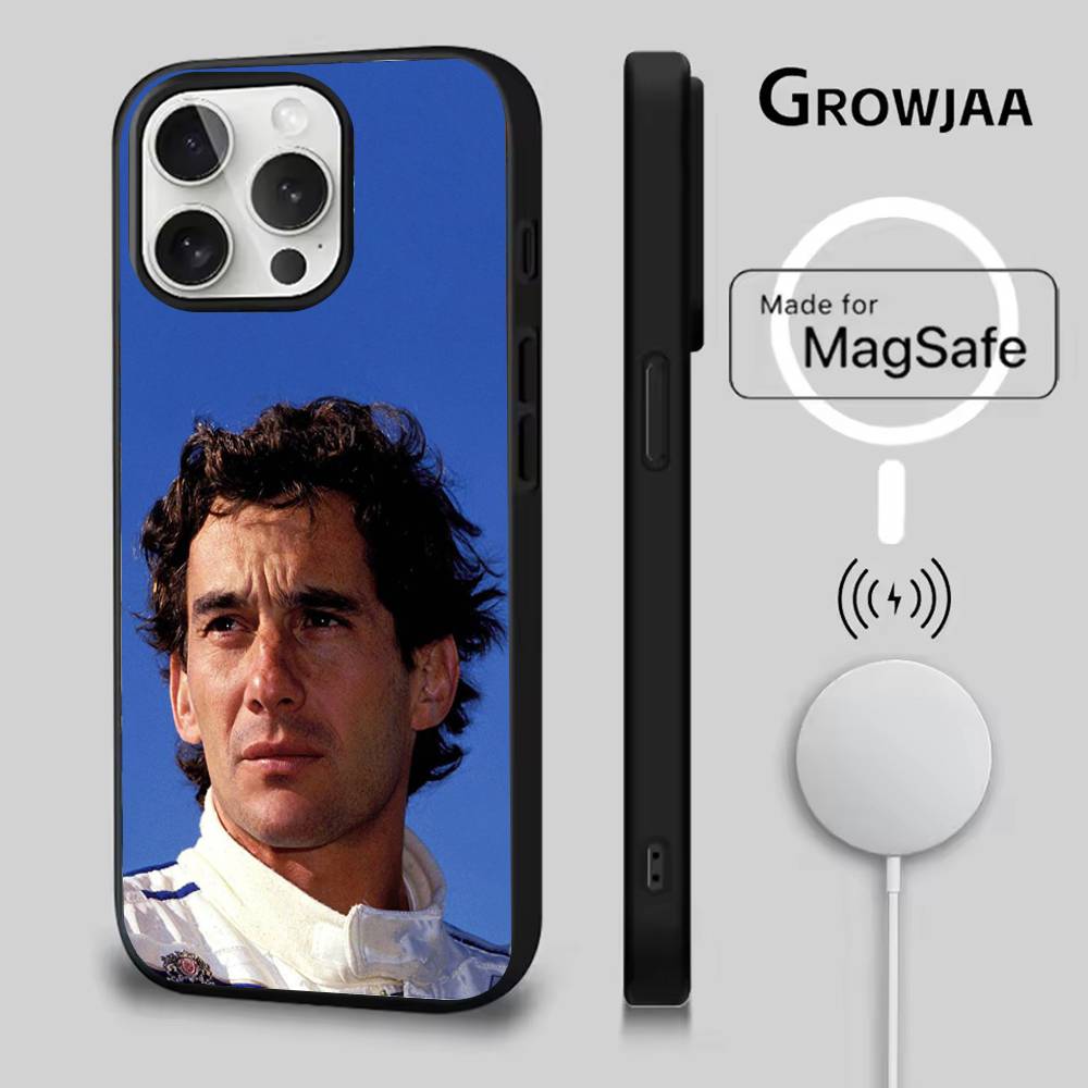 Чехол для телефона F1 A-Ayrton Tacing Driver Senna для iPhone 16e, 16, 15, 14, 13, 12, 11, Plus, Pro, Max, Mini с магнитной беспроводной зарядкой Magsafe
