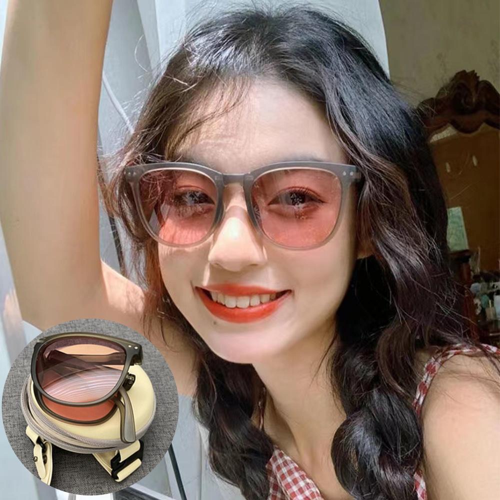 Складные поляризационные солнцезащитные очки в стиле ретро, ​​корейские антирадиационные очки, солнцезащитные очки для женщин, аксессуары, ювелирные изделия