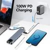 USB C Hub 8 in 1 Type C Hub Multiport Adapter with 4K HDMI/PD Power Delivery USB-C Ethernet 2 USB SD/TF Card Reader