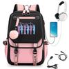KATSEYE Backpack USB Charging Port Student Bookbag Travel Daypack Fashion Casual Laptop Compatible Large Capacity Water-Resistant 60123-12